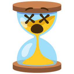 hourglass not done and face with crossed-out eyes
