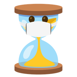 hourglass not done and face with medical mask