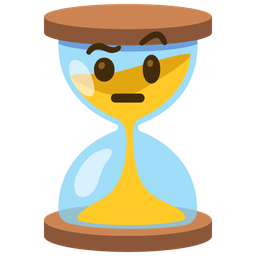 hourglass not done and face with raised eyebrow
