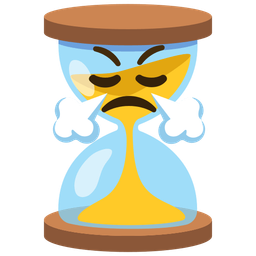 hourglass not done and face with steam from nose