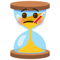 hourglass not done and face with thermometer