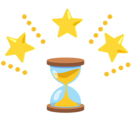 hourglass not done and glowing star