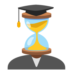 hourglass not done and graduation cap