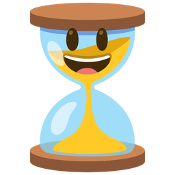 Hourglass not done and Grinning face with big eyes