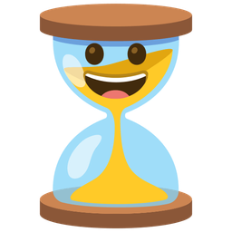 Hourglass not done and Grinning face