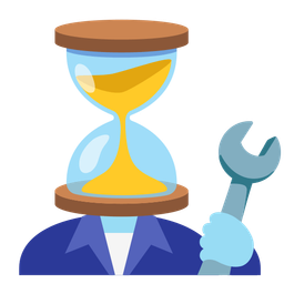 hourglass not done and hammer and wrench