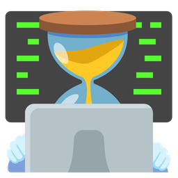 hourglass not done and laptop