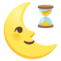 hourglass not done and last quarter moon face