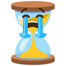 hourglass not done and loudly crying face