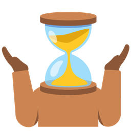 hourglass not done and person shrugging