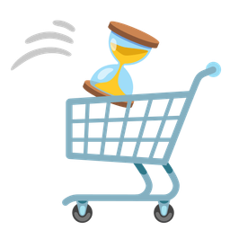 hourglass not done and shopping cart