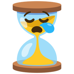 hourglass not done and sleepy face