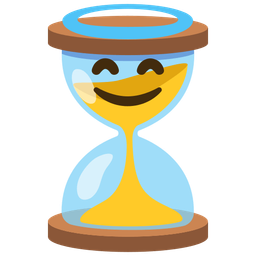 Hourglass not done and Smiling face with halo