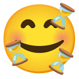 Hourglass not done and Smiling face with hearts