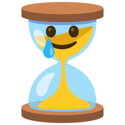 Hourglass not done and Smiling face with tear