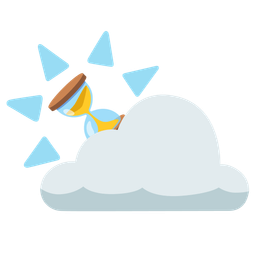 hourglass not done and sun behind cloud