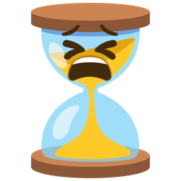 hourglass not done and tired face