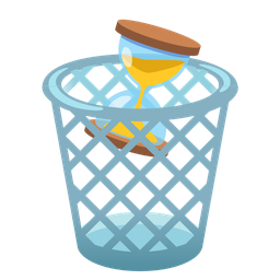 hourglass not done and wastebasket