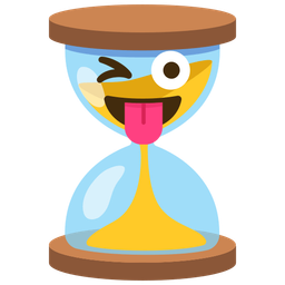 Hourglass not done and Winking face with tongue