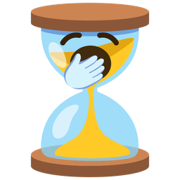 hourglass not done and yawning face