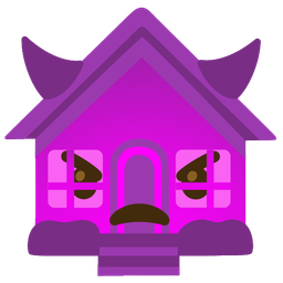 house and angry face with horns