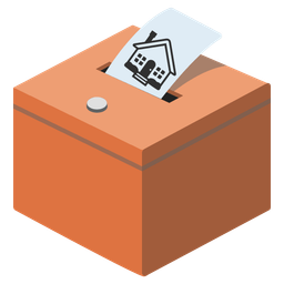 house and ballot box with ballot