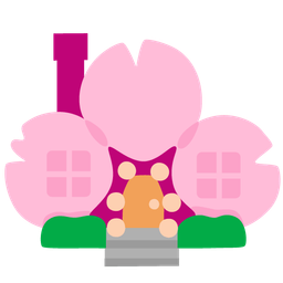 house and cherry blossom