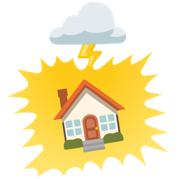 house and cloud with lightning