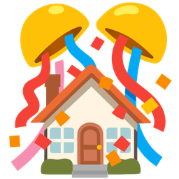 house and confetti ball