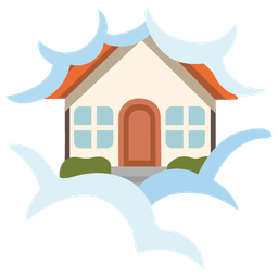 house and face in clouds