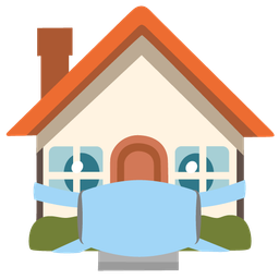 house and face with medical mask