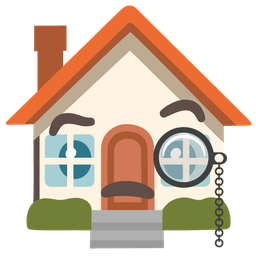 house and face with monocle