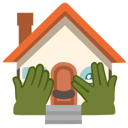 house and face with peeking eye