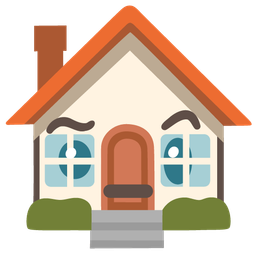 house and face with raised eyebrow