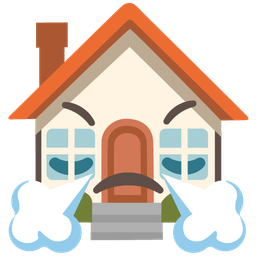 house and face with steam from nose