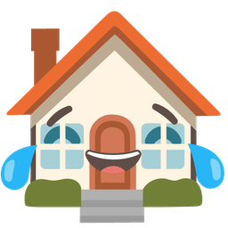 House and Face with tears of joy