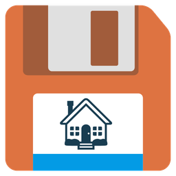 house and floppy disk