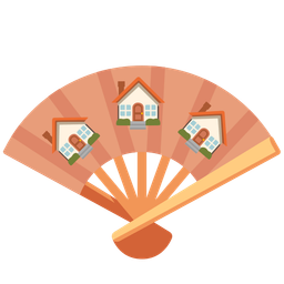 house and folding hand fan