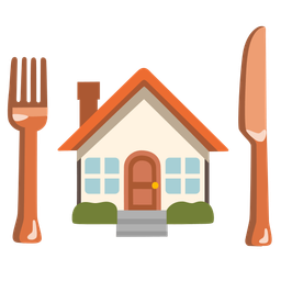 house and fork and knife with plate