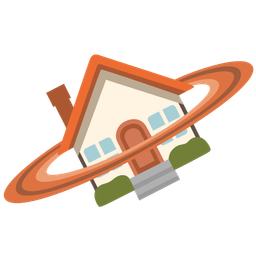 house and ringed planet