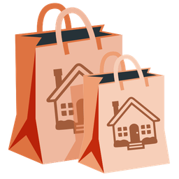 house and shopping bags