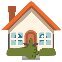 house and shushing face