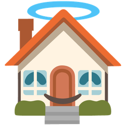 House and Smiling face with halo