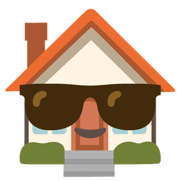 house and smiling face with sunglasses