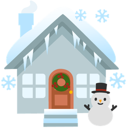house and snowman without snow