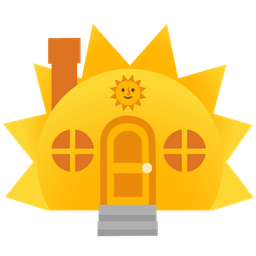 house and sun with face