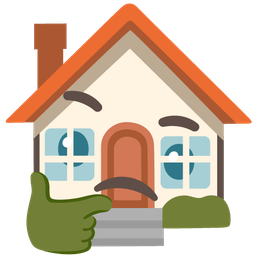 house and thinking face