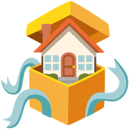 house and wrapped gift