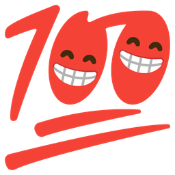 Hundred points and Beaming face with smiling eyes