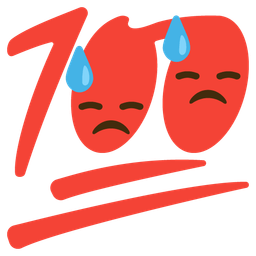 hundred points and downcast face with sweat